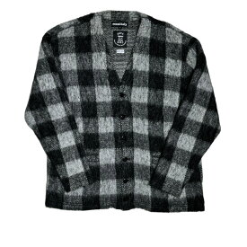 【中古】MONITALYVネックカーディガン 112846 グレー×ブラック サイズ：M【価格見直し】