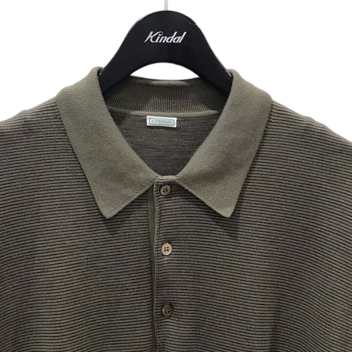 楽天市場】【中古】A．PRESSE 23AW ボーダー柄長袖ニットポロシャツ L 