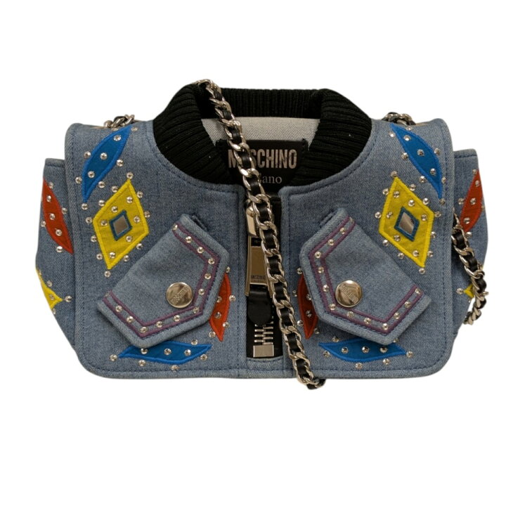 楽天市場】【中古】MOSCHINO デニムショルダーバッグ インディゴ 