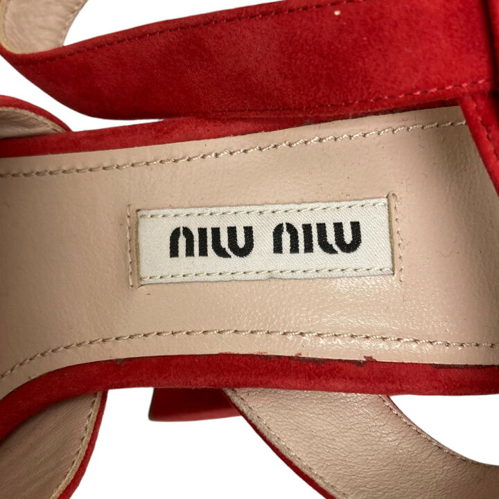 楽天市場】【中古】MIU MIUローズサンダル レッド サイズ：34【価格  
