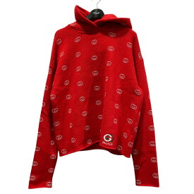 【中古】GUCCI×PALACE　22AW Wool Knit Strawberry Hoodie ニットパーカー 721909 レッド サイズ：S 【190225】（グッチ×パレス）