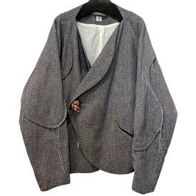 【中古】amachi． Elise Gettliffe　23SS 012 Regarding Wave No Collar Jacketノーカラーカットオフジャケット グレー サイズ：5 【010325】（アマチ エリス ゲトリフ）