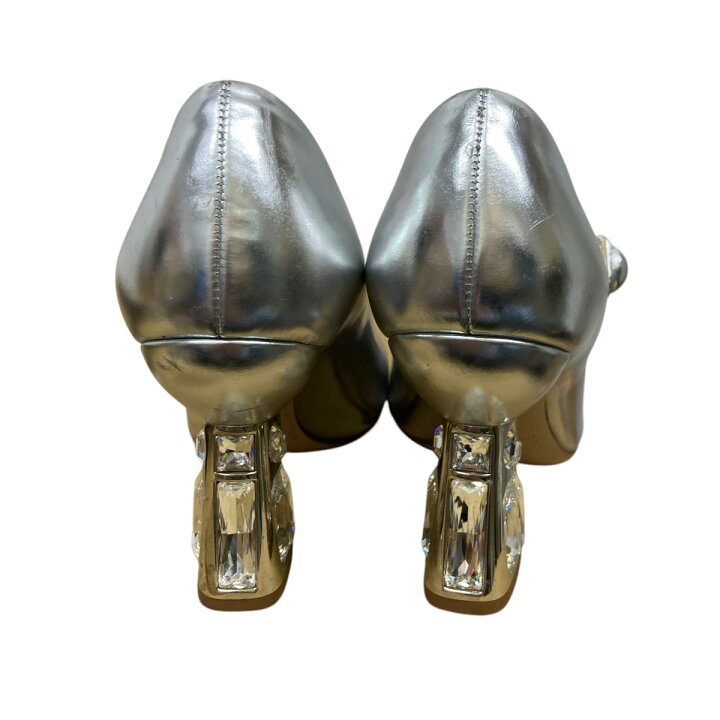 楽天市場】【中古】MIU MIU ヒールビジューパンプス シルバー サイズ 