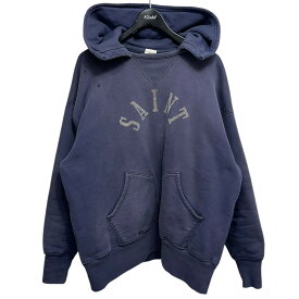 【中古】SAINT MICHAEL×BerBerjin　23AW BJ CRW SWT M13 ロゴプリント後付けフードスウェットシャツ SM-A23-0000-C15 ネイビー サイズ：L 【070325】（セントマイケル×ベルベルジン）