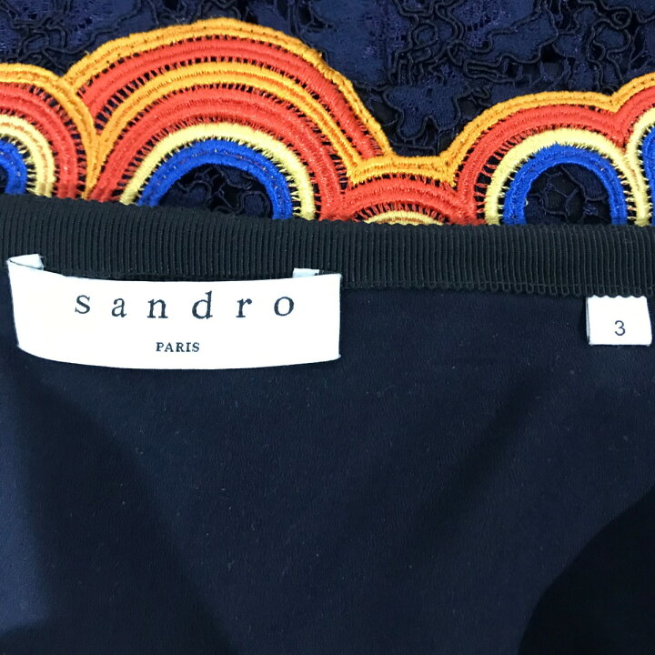 楽天市場】【中古】Sandro レーススカート J4085E-44 ネイビー サイズ 