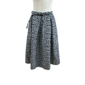【中古】GRANDMA MAMA DAUGHTER総柄スカート GK831162-016 グレー×ネイビー サイズ：0【価格見直し】