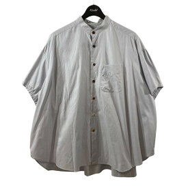 【中古】THE CROOKED TAILOR　ストライプ 半袖シャツ ホワイト×ブルー サイズ：46 【080425】（ザクルーキットテーラー）