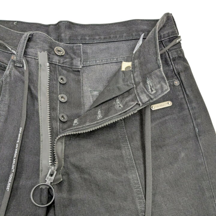 楽天市場】【中古】OFFWHITEベルト付きデニムパンツ ブラック サイズ 
