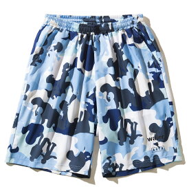 【60%OFF】【ラスト1点 サイズ:2XL】AKTR ×MOB CHARACTER CAMO SHORTS(BLUE)(モブ キャラクター カモ ショーツ)【ハーフパンツ】【22SP】【ショートパンツ】【半ズボン】【短パン】