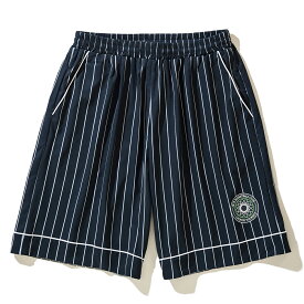 【ラスト1点 サイズ:M】AKTR RETRO-CHIC PIPING STRIPE SHORTS(NAVY)(アクター レトロシック パイピング ストライプ ショーツ)【ユニセックス メンズ レディース ショーツ 半ズボン バスパン 速乾性 ストレッチ バスケ ストリート 紺 ネイビー】【2023SS】