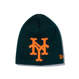 【ラスト1点 サイズ:ONE SIZE】NEW ERA NEW YORK METS BASIC BEANIE(グリーン)(ニューエラ ニューヨーク・メッツ ベーシック ビーニー)【メンズ レディース】【帽子 ニット帽 ロゴ】【23FW】