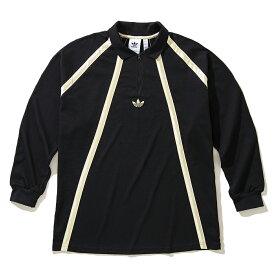 【ポイント10倍 27日9:59まで】adidas Originals Rugby Polo Long Sleeve(black)(アディダス オリジナルス ラグビー ポロ ロング スリーブ)【メンズ レディース】【長袖 ポロシャツ ラグビーシャツ リサイクル素材】【24SS】