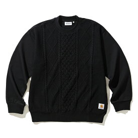 【ラスト1点 サイズ:S】【30%OFF】Carhartt WIP Tridon Sweater(Black)(カーハートワークインプログレス トライドン セーター)【メンズ】【コットン ケーブルニット スクエアラベル】【24FW】