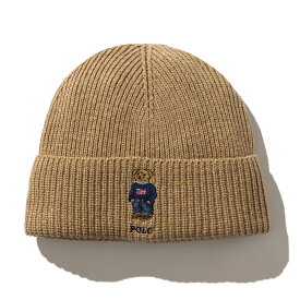 【ラスト1点】【30%OFF】POLO RALPH LAUREN FLAG POLO BEAR BEANIE(MEDIUM BEIGE-260)(ポロ ラルフ ローレン アメリカンフラッグ ポロベア ビーニー)【メンズ】【ニットキャップ ビーニー シンプル】【24FW】
