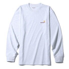 【20%OFF】Carhartt WIP L/S AMERICAN SCRIPT T-SHIRT(Ash Heather)(カーハート WIP ロングスリーブ アメリカン スクリプト ティーシャツ)【メンズ レディース】【Tシャツ 長袖 ロンT 刺繍 ロゴ】【23FW】