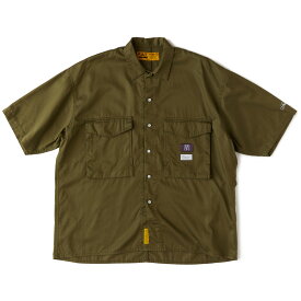 【20%OFF】FAT GIGUNGHO(OLIVE)(エフエイティー ギガンホー)【メンズ】【半袖 シャツ 開襟シャツ ワイドシルエット コラボ シンプル ミリタリー】【23SS 】