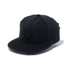 【ポイント10倍 24日9:59まで】NEW ERA NEW YORK YANKEES DAMAGED 59FIFTY(ブラック)(ニューエラ ニューヨーク・ヤンキース ダメージ 5950)【メンズ レディース】【帽子 キャップ ダメージ加工 デニム MLB】【24SS】