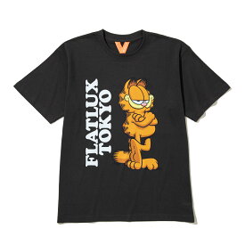 FLATLUX Garfield X Flatlux - Local Tee (dyed black) (フラットラックス ガーフィールド × フラットラックス - ローカル Tシャツ)【メンズ】【古着Tシャツ キャラクターTシャツ アメカジ ストリートファッション ブラック】【26SS】
