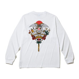 坩堝 熊手 LS/S T-SHIRTS ( 画工遊鷹 ) (WHITE) (RUTSUBO 熊手 ロングスリーブ Tシャツ)【メンズ】【長袖Tシャツ ロンT グラフィック 6.2oz ストリートカルチャー ホワイト】【26FW】