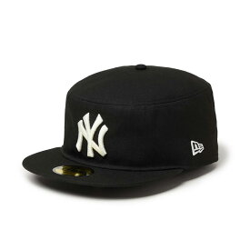 NEW ERA NEW YORK YANKEES PILLBOX FITTED (ブラック) (ニューエラ ニューヨーク ヤンキース ピルボックス フィッテッド)【メンズ レディース】【キャップ 帽子 ウール フラットバイザー ブラック】【26FW】