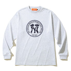 【20％OFF】ORIGINAL ROSE NY WOOD LOGO LS TEE (ASH) (オリジナルローズ ニューヨーク ウッドロゴ ロングスリーブ Tシャツ)【メンズ レディース】【Tシャツ 長袖 カットソー グラフィックデザイン ボックスシルエット リラックスフィット グレー】【25FW】