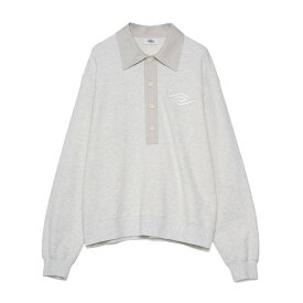 【20％OFF】UMBRO HOUSE Shirt Collar Sweat Top (Ash gray) (アンブロハウス シャツ カラー スウェット トップ)【メンズ レディース】【スウェット トップス シャツ 襟 レイヤード カジュアル グレー】【25FW】