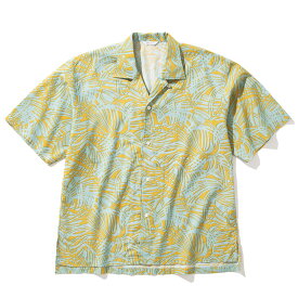 【ポイント10倍 27日9:59まで】SANDINISTA Patterned Open Collar S/S Shirt (MINT) (サンディニスタ パターン オープンカラー ショートスリーブシャツ) 【メンズ 半袖シャツ 開襟シャツ オープンカラー ボタニカル柄 スリット レーヨン】【23SS】【ミント パターン】