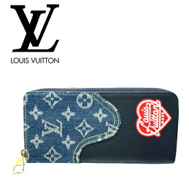 【中古美品】LOUIS VUITTON ルイヴィトモノグラムデニム ジッピーウォレット ヴェルティカル NIGO LV made ネイビー M81107 ユニセックス デニム 長財布
