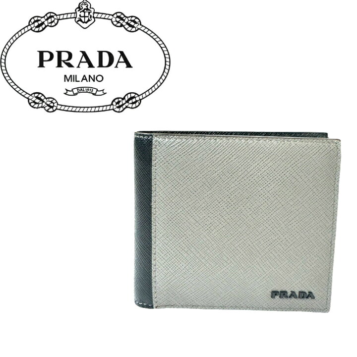 楽天市場】【中古美品】PRADA プラダ 二つ折財布 カーフレザー  