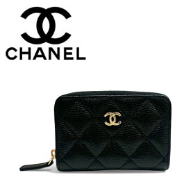 【中古美品】CHANEL シャネル クラシックジップ コインパース キャビアスキン ブラック ゴールド金具