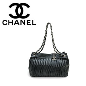 【中古良品】CHANEL キャビアスキン チェーントート ブラック