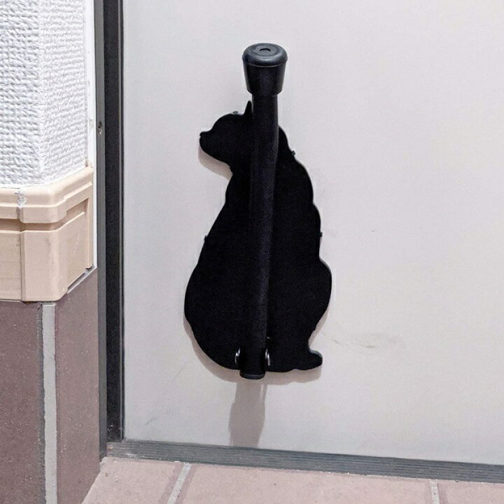 海外 あすつく ネコドアストッパー2 玄関 ドア ストッパー 止め スチールドア用 ねこ ネコ 猫 シルエット マグネット 工具不要 スリム 折りたたみ ファイン