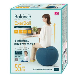 【クーポン最大600円OFF!】あす楽!!【送料無料】体幹バランスエクサボール ネイビー 直径 55cm 耐荷重 約90kg おうちで 簡単 乗るだけ 楽しく エクササイズ ストレッチ ヨガボール 体幹トレーニング 持ち手付き 便利 台座付き カバー 取り外して 洗える エアーポンプ付き