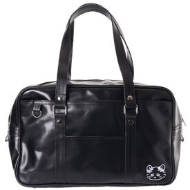 ちいかわ合皮スクールボストン モモンガ AXCIS アクシズ 高さ25cm×幅40cm×底マチ15cm 通学バッグ スクールバッグ スクバ 黒 ブラック おしゃれ かわいい 合皮 大人 女子 女子高生 高校生 上品 刺繍 レディース ちいかわ CHIIKAWA