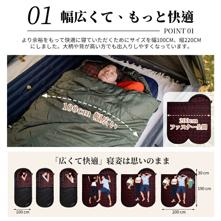 楽天市場】【20%OFFクーポン】KingCamp 寝袋 シュラフ ワイドサイズ 