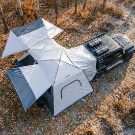 KingCamp カーサイドテント 車用テント カーサイドシェルター 3WAY使用可能 210Dオックス生地 UPF50+ アルミポール付き 車尾専用防塵シート付き キャンプテント単体使用