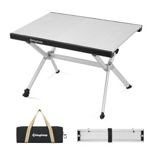 KingCamp アウトドア アルミテーブル キャンプ ロールテーブル 持ち運びやすい ダイニングテーブル 軽量 折りたたみ 組立簡単 収納バッグ付き 安定性
