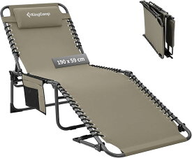 【マラソン★P5倍+10％OFFクーポン】KingCamp サマーベッド 折りたたみベッド コット 3way 簡易ベッド アウトドア 5段階調節 寝心地良い ビーチチェア 600Dオックスフォード 耐荷重120kg 小物収納 昼寝 室内外兼用 190 x 59 x 37cm
