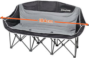 【20%OFFクーポン】KingCamp アウトドアチェア 二人掛け ソファチェア キャンプソファ カップルチェア 折りたたみ式 耐荷重200KG 二人用 イス キャンプチェア 折りたたみチェア 収納袋付き 釣り