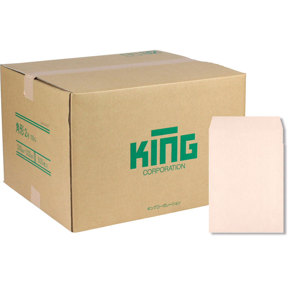 キングコーポレーション 角形2号封筒 500枚 Hiソフトカラー 100g 郵便枠なし スミ貼 テープ付 ピンク 240×332mm 075411 |  きんぐる