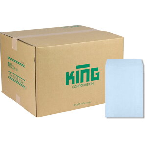 キングコーポレーション 角形2号封筒 500枚 Hiソフトカラー 100g 郵便枠なし スミ貼 テープ付 アクア 240×332mm 075420