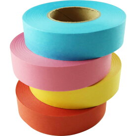 キングコーポレーション 紙テープ ロール 4本 赤/黄/桃/水色 1.8cm幅×30m巻き M70510