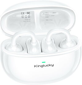 Kinglucky イヤーカフイヤホン イヤホン bluetooth 6.0 完全ワイヤレスイヤホン 空気伝導イヤホン IP56防水規格/音漏れ抑制/最大50時間音楽再生/ENC通話ウルトラノイズキャンセリング イヤーカフ型 軽量約4g 人間工学設計 仕事中用