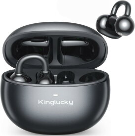 Kinglucky イヤーカフイヤホン イヤホン bluetooth 6.0 超軽量4.0g 長時間でも快適 最大50時間再生 耳を塞がない ながら聴きに最適 オープンイヤー型ワイヤレスイヤホン ENC通話 IPX6防水 マイク付き 空気伝導 通勤用