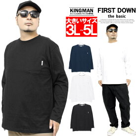 【メール便で送料無料】FIRST DOWN(ファーストダウン) 長袖Tシャツ メンズ 大きいサイズ ポケット付き ロゴ プリント クルーネック カットソー スポーツ 部屋着 ルームウェア 長袖 Tシャツ ロングTシャツ おおきいサイズ ブランド ストリート系 ワークマン プラス