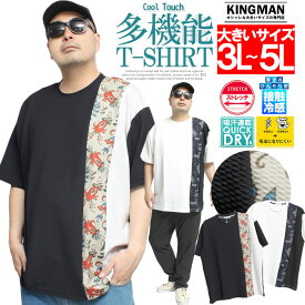 メール便で送料無料 半袖 Tシャツ メンズ 大きいサイズ 接触冷感 薄手 吸水速乾 ワッフル ペイズリー柄 プリント ストレッチ クルーネック カットソー 涼しい ひんやり 涼感 イージーケア バンダナ柄 機能性 トップス サマー ストリート系 スワークマン プラス サイズ