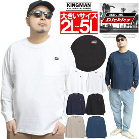 ジェニュイン ディッキーズ(GENUINE DICKIES) 長袖Tシャツ メンズ 大きいサイズ ポケット ロゴ プリント クルーネック カットソー 長袖 Tシャツ ブランド ラインプリント ロングTシャツ ロンT ポケット 白 黒 ストリート系 ワークマン プラス