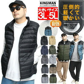 ダウンベスト メンズ 大きいサイズ 防風 撥水加工 軽量 スタンド ライトダウン ジャケット 防寒 暖かい あったか インナーダウン 保温 アウトドア ダウンジャケット ブルゾン アウター キレイめ ストリート系 ワークマン プラス