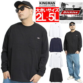 ジェニュイン ディッキーズ(GENUINE DICKIES) 長袖Tシャツ メンズ 大きいサイズ ポケット ロゴ プリント クルーネック カットソー 長袖 Tシャツ ブランド ラインプリント ロングTシャツ ロンT ポケット 白 黒 ストリート系 ワークマン プラス