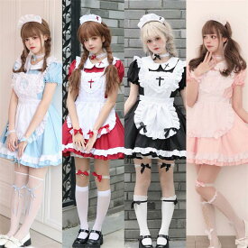 ハロウィンコスプレ 仮装 メイド 服 ゴスロリ 萌え コスプレ 衣装 仮装 女装 フリル ロリータ かわいい カチューシャ 付き セットウェイトレス レディース